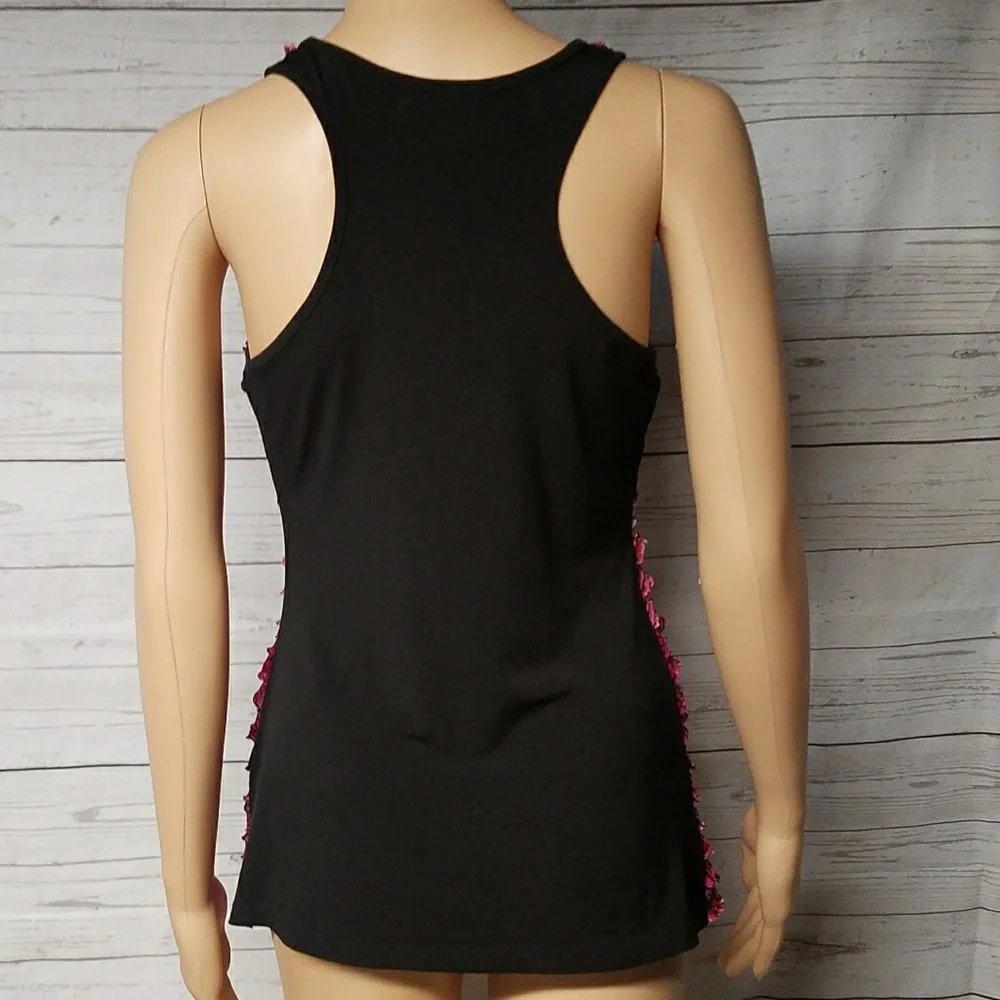 HOT TEMPERED Colorful Abstract Ruffle Down Summer Racerback - Picture 5 of 9
